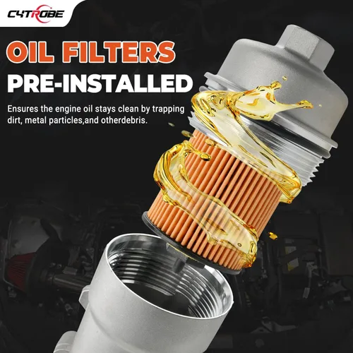 Miniatura 6 de Conjunto adaptador de carcasa del filtro del enfriador de aceite del motor con junta, inserto de filtro, tapa de aluminio compatible con Turbo 1.4L