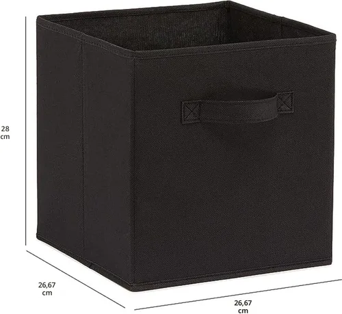 Miniatura 4 de Amazon Basics, Organizador de almacenamiento de tela plegable en forma de cubo con asas, resistente, negro, 10.5-x-10.5-x-11 pulgadas, paquete de 6