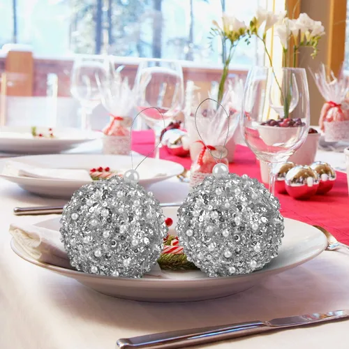 Miniatura 2 de Bolas de adorno de Navidad colgantes de 10.8 cm plateadas inastillables, juego de 4 unidades para árboles de Navidad y decoración festiva Plata