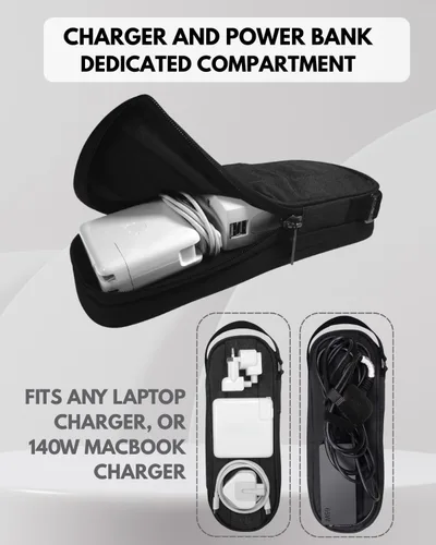 Miniatura 3 de SIDE BY SIDE Electronics Organizer Travel Case for Cables, Charger, Power Bank – Tech Bag for MacBook Accessories, Adapter – Slim Cord Organizer Bag