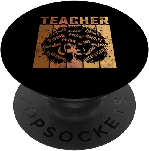 Black Smart Teacher Afro Love Melanin African American Women PopSockets Swappable PopGrip
