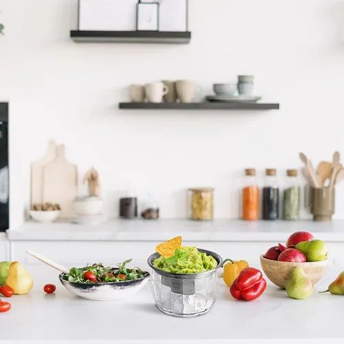 Miniatura 5 de MOLIGOU Cuenco de inmersión refrigerado con tapa, cuenco de 22 onzas para servir refrigerado para fiestas, cuenco de inmersión en hielo con tenedor