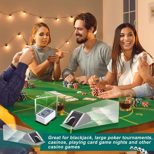 Miniatura 4 de Deekin Zapato de blackjack de 6 barajas con bandeja de descarte, dispensador de tarjetas de acrílico transparente para jugar a cartas, dispensador