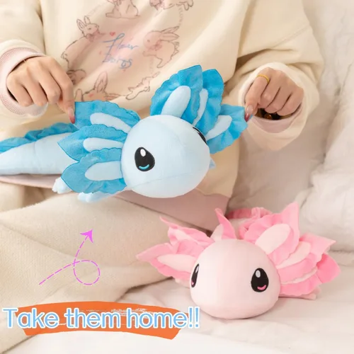Miniatura 9 de Peluche realista de ajolote azul de 17.7 pulgadas, suave y largo animal de peluche de salamandra, lindo peluche de anfibio para niños, niñas, niños