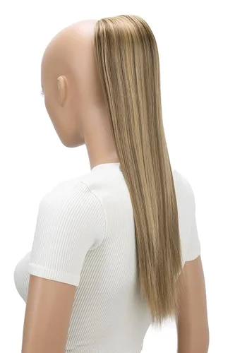 Miniatura 20 de CAISHA Extensión de cola de caballo de 22" con cordón voluminoso Straigtht negro-marrón PH503