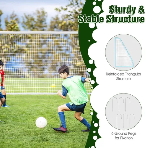 Miniatura 3 de Goplus Portería de fútbol, red de fútbol de 12 x 6 pies/8 x 6 pies / 6 x 4 pies con marco UPVC fuerte, instalación rápida, red de alta resistencia
