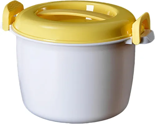 Miniatura 9 de FEESHOW Arrocera portátil de microondas de grado alimenticio con paleta de arroz, color blanco, pequeño