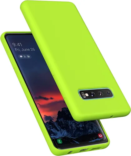 Miniatura 17 de Funda diseñada para Galaxy S10 Plus de 6.4 pulgadas, S10+ de gel de silicona líquida a prueba de golpes, funda de forro de tela de microfibra suave