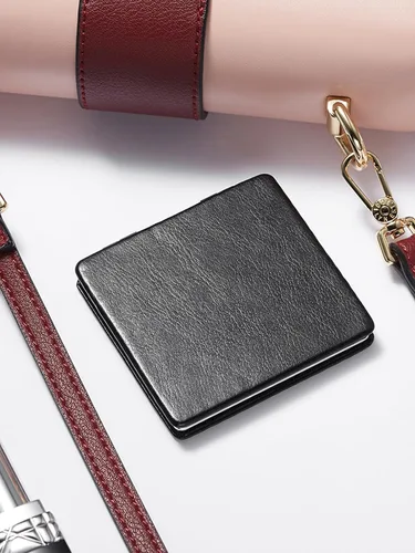 Miniatura 10 de Omiro - Espejo compacto, cuero PU clásico. Ampliación 1x/3x, ultra portátil para el bolsillo, ideal para bolsos y viajes (negro)
