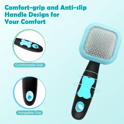 Miniatura 4 de Cepillo Slicker, cepillo para perros con pinzas de limpieza suave para eliminar el pelo suelto, cepillo para perros pequeños, cachorros, yorkies