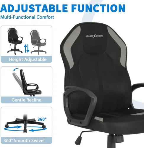 Miniatura 4 de Vigosit Silla ergonómica de malla para juegos de 330 libras, silla de computadora de oficina con respaldo alto transpirable con soporte lumbar