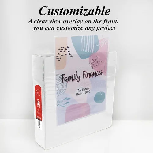 Miniatura 3 de BAZIC - Carpeta de 3 anillos de 3 pulgadas, organizador de anillos en D inclinados, color blanco, capacidad para 600 hojas de papel, para escuela