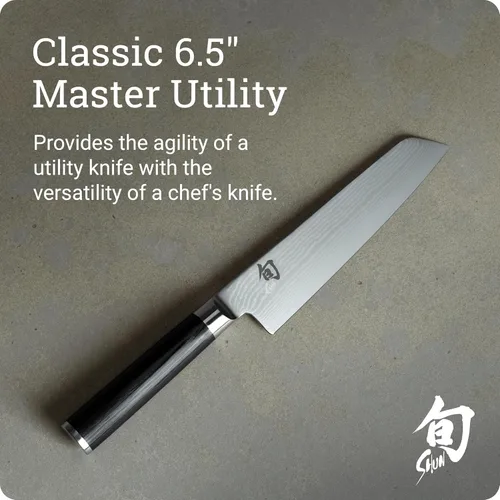 Miniatura 2 de Shun Cuchillo utilitario maestro clásico de 6.5 pulgadas, cuchillo japonés hecho a mano, núcleo VG-MAX con revestimiento de acero inoxidable