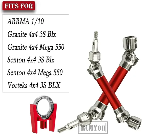 Miniatura 2 de Eje de transmisión CVD Ejes y centro de transmisión Soporte de alta velocidad Pieza de actualización para 1/10 Arrma Senton Granite 3s Blx y Rojo