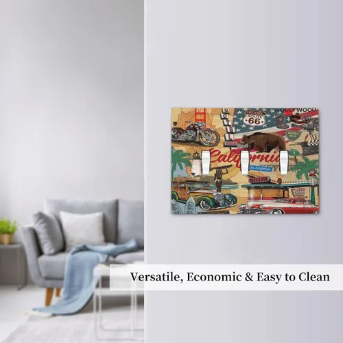 Miniatura 453 de Cubiertas de placa de pared de 3 gang con interruptor de luz de triple palanca, en negro y dorado con esplendor de oro rosa, estampado floral