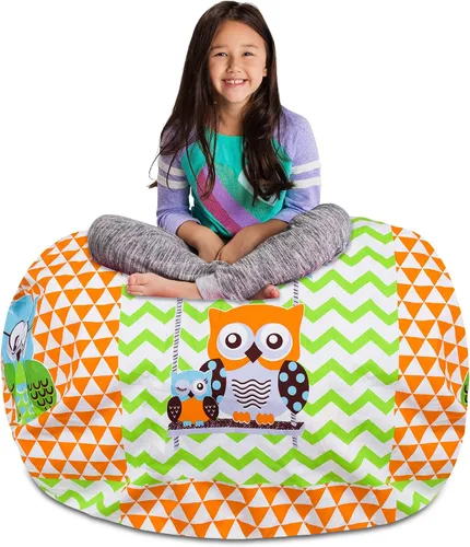 Miniatura 64 de Posh Stuffable - Sillón puff con almacenamiento para niños, contenedor de animales de peluche, organizador de juguetes de niños Lona rayas verde
