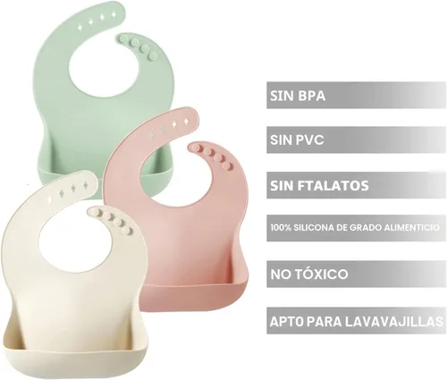 Miniatura 3 de PandaEar Set of 3 Silicone Baby Bibs Waterproof, Soft, Unisex, 10-72 Months