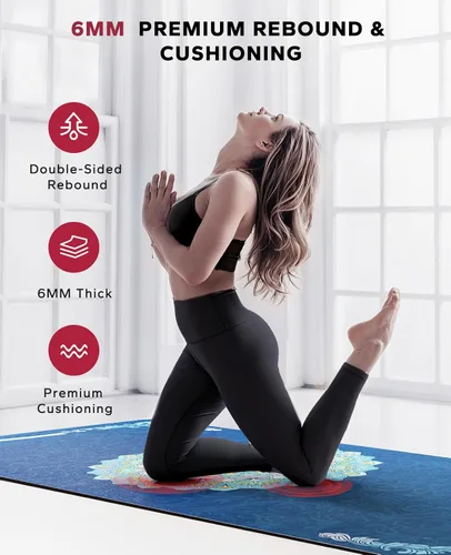 Miniatura 4 de HAPBEAR Large Yoga Mat - 72"x36" Extra Wide Exercise Mat - 1/4" Thick Dual Color PVC Anti-Slip Surface & High Cushioning - Ideal for Yoga, Pilates
