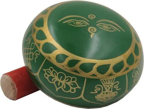 Miniatura 4 de DharmaObjects Mediano ~ Juego de cuencos cantantes Om ~ Con mazo, cojín de brocado y bolsa de transporte ~ Para meditación, curación de chakras