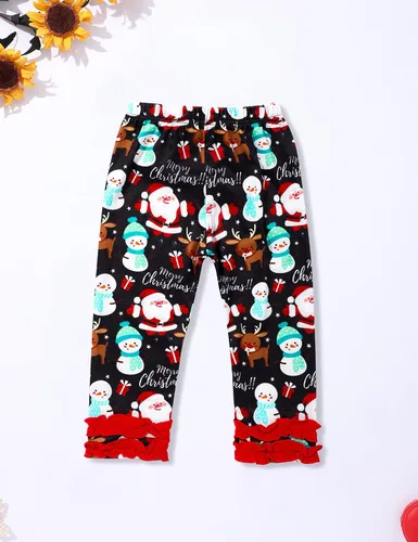 Miniatura 6 de Conjunto de 3 piezas de pantalones de Navidad para niñas pequeñas, diseño de ciervo y manga larga, regalos de Navidad para niñas