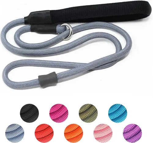Miniatura 23 de Correa de Entrenamiento para Perros de Cuerda Deslizante Fuerte (4 pies) – Correa de Nylon Trenzado Resistente y Duradera con Tope de Goma y Mango