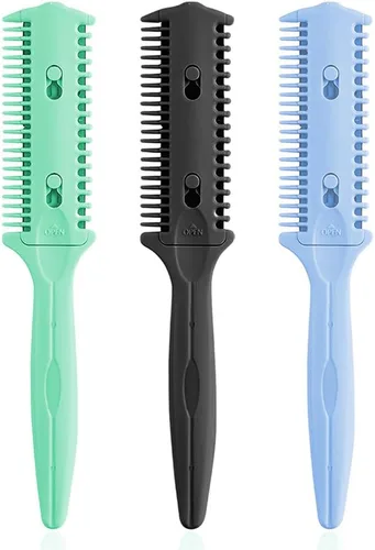 Miniatura 9 de Soft 'N Style - Juego de peines de afeitar para cortar el cabello, paquete de 3 - Peine de afeitar de doble cara, tijeras de peinado con cuchilla