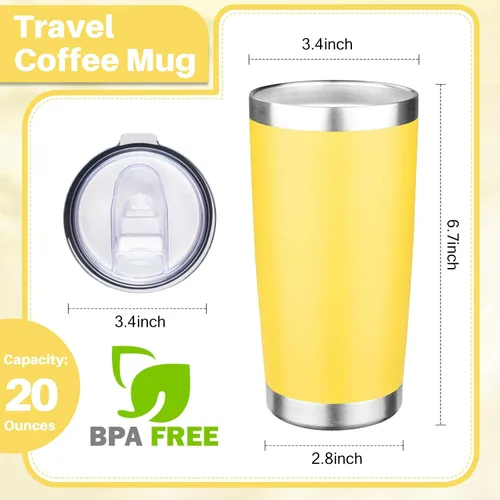 Miniatura 2 de Vaso de 20 onzas con tapa, taza de café de viaje de doble pared aislada al vacío, taza térmica de acero inoxidable con recubrimiento en polvo, vaso