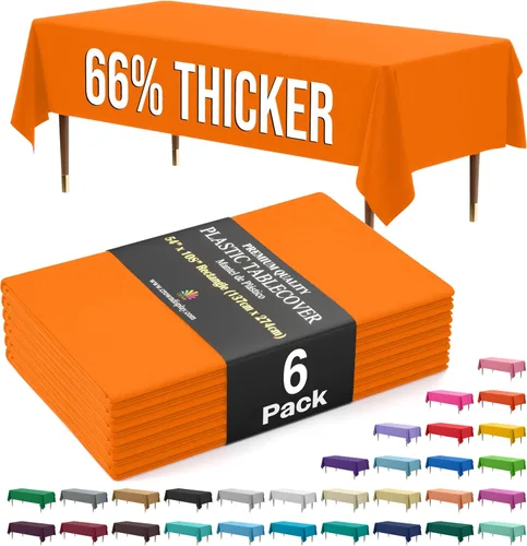 Miniatura 50 de Exquisite 66% Thicker Premium Plastic Table Cloth Rectangle Table Cover 0.5 Mil 6 Pack Aqua Table Cloth 54 Inch x 108 Inch Disposable Tablecloth