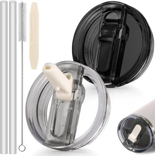 Miniatura 55 de 14 oz Tapa con popote abatible de repuesto para accesorios de vaso Stanley, 2 tapas antiderrames a prueba de derrames para vasos Stanley de 14 oz