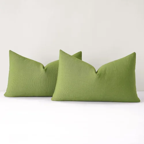 Miniatura 7 de Mixhug Juego de 2 fundas de almohada decorativas de lino para sofá y cama, cojín lumbar, color marrón claro, 12 x 20 pulgadas