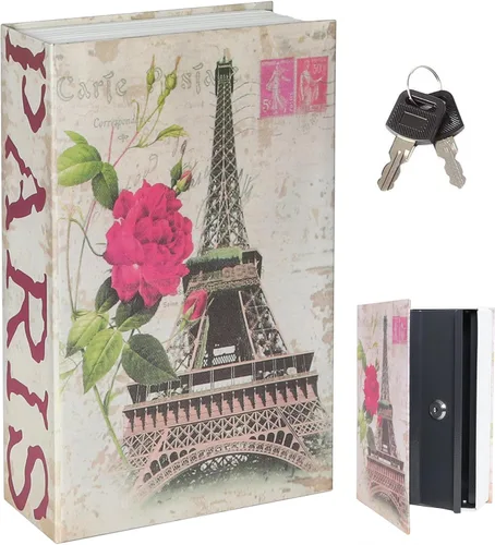 Miniatura 10 de Decaller Caja fuerte para libros con cerradura de llave, caja secreta de metal oculta para seguridad del hogar, dinero y joyas, 9.5 x 6.2 x 2.2