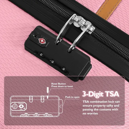Miniatura 6 de AnyZip Equipaje ABS+PC Hardside maleta ligera con ruedas giratorias TSA Lock, Rosado