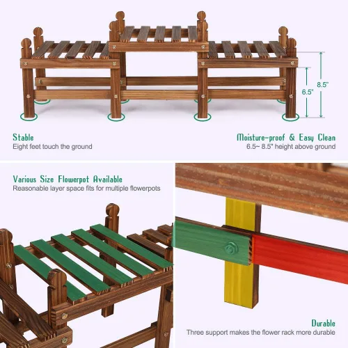 Miniatura 4 de Soporte de madera para flores, soporte pequeño para plantas de interior y exterior, estante de ventana baja para plantas, alféizar de ventana