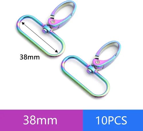 Miniatura 2 de Ganchos giratorios de metal arcoíris con anillos en D arcoíris y hebillas deslizantes para bolso de arco iris Tri-Glides 1.496 in Rainbow Swivel