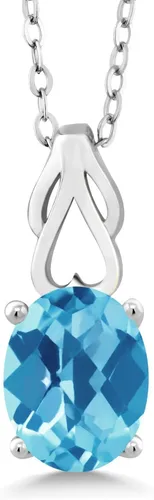 Miniatura 125 de Gem Stone King Collar de plata de ley 925 con piedra natal ovalada de 0.354 x 0.276 in Collar con colgante solitario para mujer Con cadena