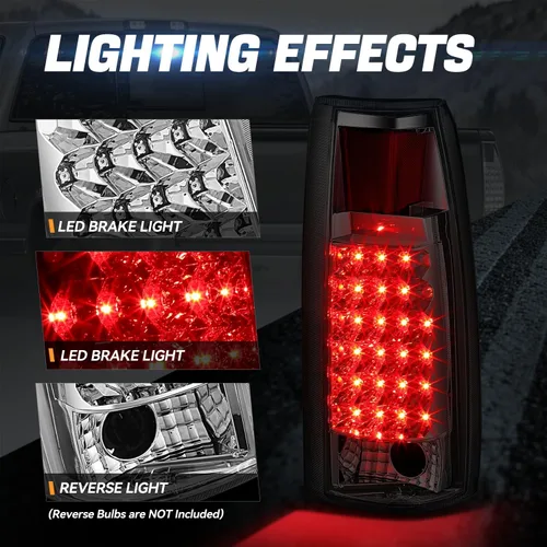Miniatura 3 de Juego de luces traseras LED para Chevy GMC series C/K, Transparente (Chrome Clear)