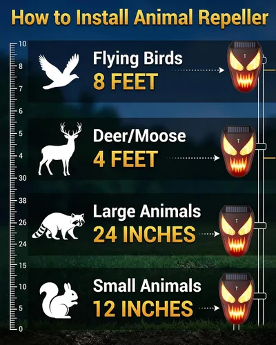 Miniatura 8 de Luces solares de depredador disuasorio de coyote – Repelente nocturno de animales con llama LED luces intermitentes para gallinero, patio y jardín