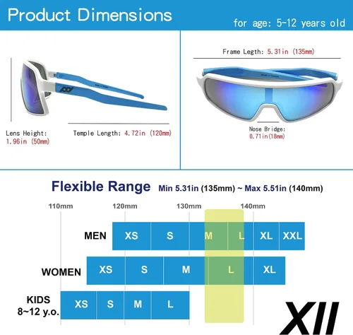Miniatura 12 de XII WY - Lentes de sol polarizados con protección UV y goma flexible para niños y niñas