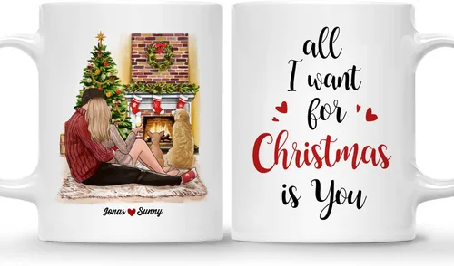 Miniatura 14 de Gossby Taza de café de Navidad personalizada para parejas y perros, personalizada con diseño, nombre, regalo de Navidad para novia, novio, esposa