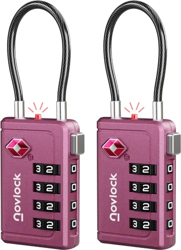 Miniatura 21 de Cerradura de equipaje aprobada por la TSA Indicador de inspección, combinación de 4 dígitos, aleación de zinc duradera para maletas, mochilas