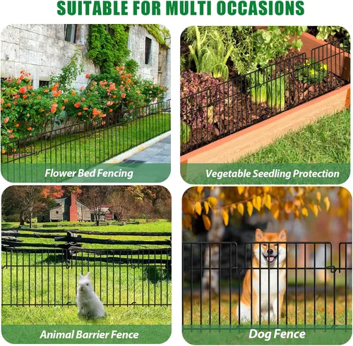 Miniatura 6 de Cerca de jardín de 14 pies (L) x 20 pulgadas (H), barrera para animales, cercado, paquete de 10, alambre de metal a prueba de óxido, bloqueador