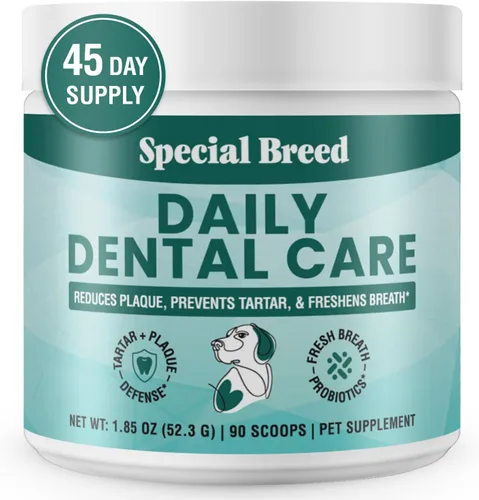 Polvo de limpieza de dientes de perro, polvo dental natural para perros para control del sarro, aliento fresco y salud de las encías, removedor