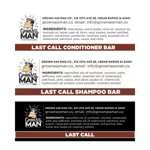 Miniatura 7 de Grown Ass Man Co. Paquete de baño completo para hombres, barra de champú, barra acondicionadora y barra corporal, rica espuma con aceites naturales
