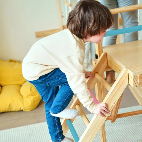 Miniatura 4 de Avenlur Grove 8 en 1 - Gimnasio de la selva interior con anillos de gimnasia, cuerda de escalada, columpio, tobogán, barras de mono, red de pared