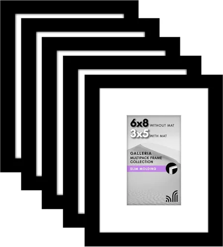 Miniatura 101 de Americanflat Portarretratos de 8 x 10 pulgadas con plexiglás pulido, juego de 5 unidades, para usar como marco de 5 x 7 con paspartú o para fotos