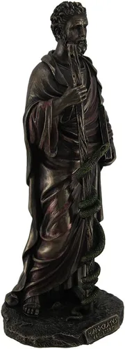 Miniatura 2 de Veronese Design Hipócrates padre griego de medicina sosteniendo libro y estatua de bronce con acabado de bronce