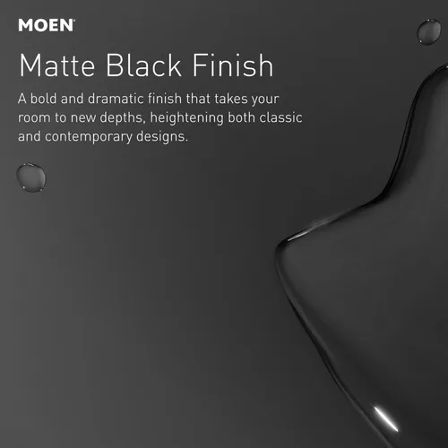 Miniatura 14 de Moen Meena Negro Mate Grifo de Lavabo de Baño Moderno con un Solo Agujero y una Sola Manija con Placa de Cubierta Opcional y Montaje de Desagüe