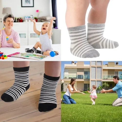 Miniatura 5 de Calcetines antideslizantes para bebé, 12 pares de calcetines de agarre de algodón, calcetines de agarre para bebé niño
