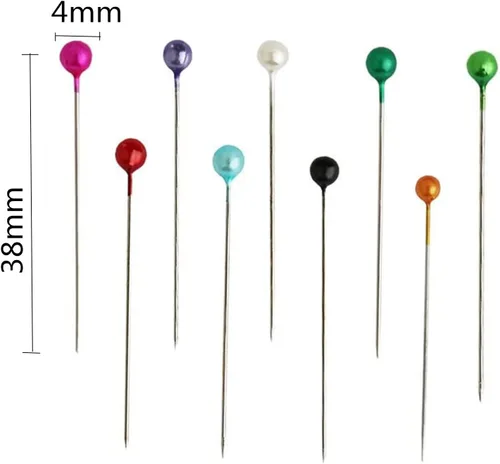 Miniatura 5 de 1200 piezas de alfileres para coser de tela, alfileres rectos con cabezas de bola perlada de 1.6 pulgadas, alfileres para acolchado para modista