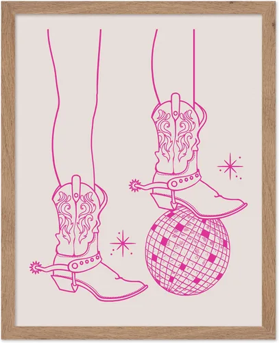 Miniatura 60 de Poster Master Póster retro de vaquera rosa con texto en inglés "Raise Hell", diseño de pared occidental, regalo para hombres y mujeres, decoración